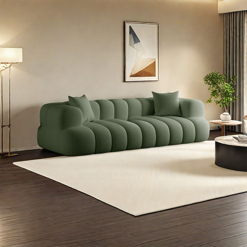 Cream Style Simple Small House Puff Sofa 78.74 Upholstered Sofa Mint Green